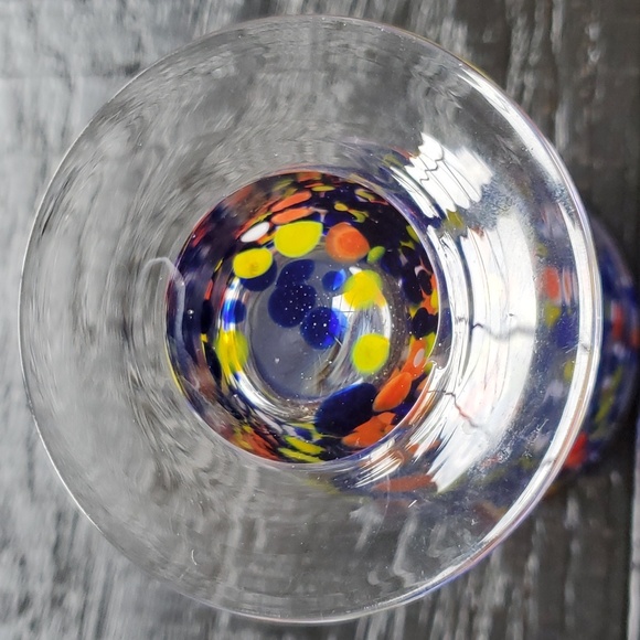 One Source Handmade Hand Blown Confetti  Glass Drinkware Six" Tall  Blue Orange - Picture 9 of 16
